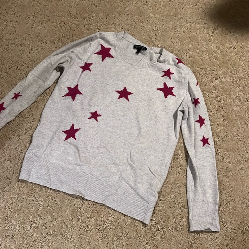 Banana republic grey Italian Merino sweater with stars.  Perfect condition